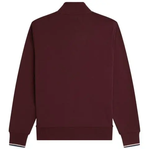 Fred Perry Half Zip Sweatshirt in Oxblood / Ecru / Court Blu