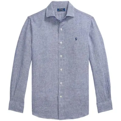 Polo Ralph Lauren Custom Fit Linen Shirt in Royal / White