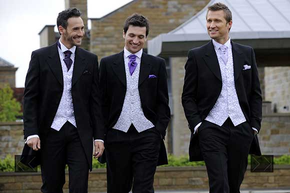 Wedding suit hire - we can supply and tailor men's wedding suits in a large range of colours and styles.
