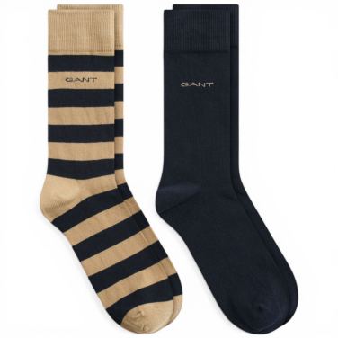 2-Pack Barstriped And Solid Socks