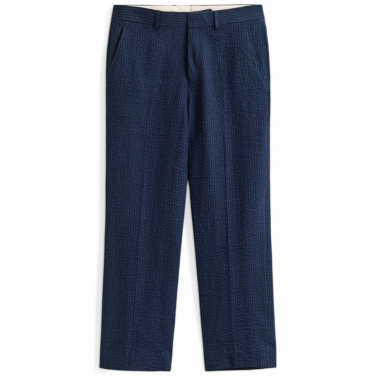 Indigo Seersucker Suit Pants