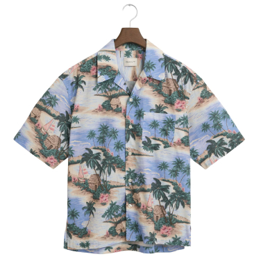 Relaxed Resort Island Print Shirt
