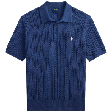 Cable-Knit Cotton Polo Sweater