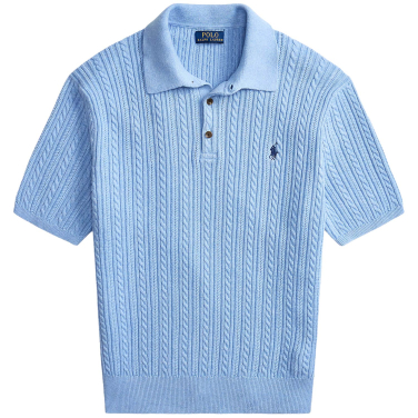 Cable-Knit Cotton Polo Sweater