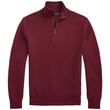 Mesh Knit Cotton Half Zip Sweater