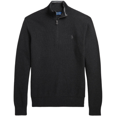 Mesh Knit Cotton Half Zip Sweater