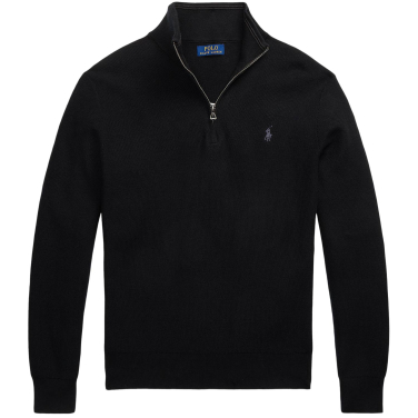 Mesh Knit Cotton Half Zip Sweater
