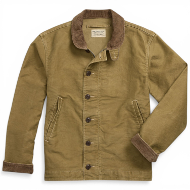 Corduroy-Collar Cotton Deck Jacket