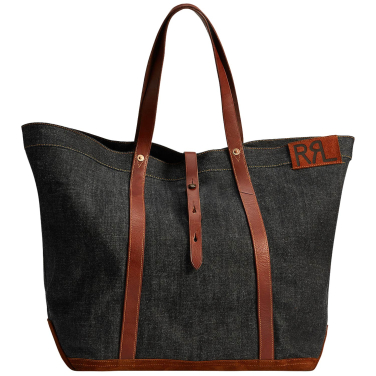 Leather Trim Indigo Denim Tote