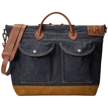 Leather Trim Indigo Denim Tote