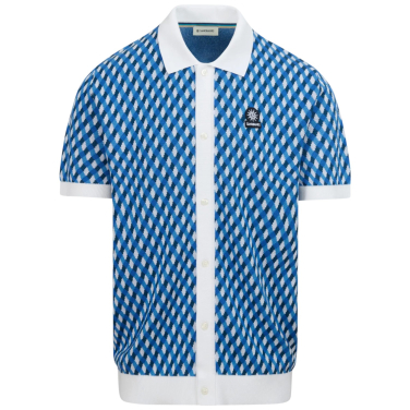 Geometric Knitted Button Polo Shirt
