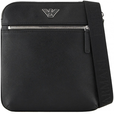 Saffiano Leather Flat Shoulder Bag