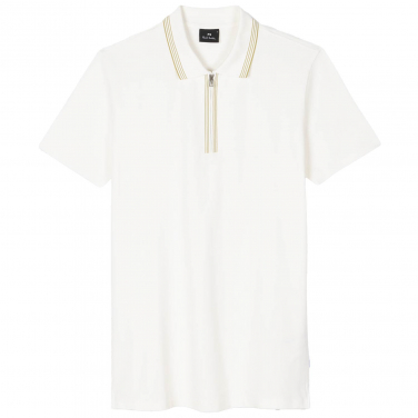 Zip Neck Stretch-Cotton Polo Shirt
