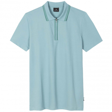 Zip Neck Stretch-Cotton Polo Shirt