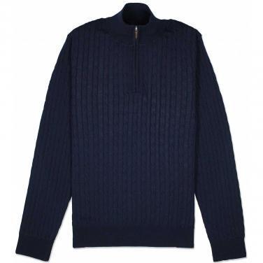 Merino Cable Knit Half Zip Sweater